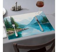 Cucina e sala da pranzo Montagna Lago Riflessioni In Natura Tovagliette Lavabili Tovagliette Tovagliette Decorazioni per la Tavola di Pasqua (4PCS)