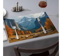 Cucina e sala da pranzo pecore al pascolo nella valle dell'autunno tovagliette lavabili tovagliette pasquali decorazioni per la tavola (1 pz)
