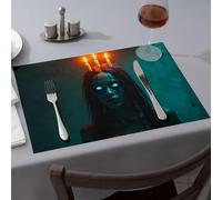 Cucina e sala da pranzo una donna con candele sulla testa in una stanza buia tovagliette da pranzo moderna decorazione fattoria occidentale decorazioni per feste (1 pz)