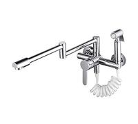Cucina for montaggio a parete con spruzzatore Rubinetto riempitivo for vaso centrale in ottone da 6 pollici miscelatore caldo freddo pieghevole(Chrome)