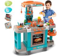 Cucina Giocattolo Bambini con Luci e Suoni 34 Accessori Gioco 87x78x29cm Azzurro