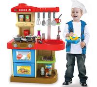 Cucina Giocattolo Bambini Fornello Luci Suoni 30 Accessori Gioco 52x26x72cm