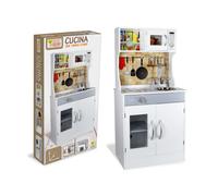 Teorema - Cucina in Legno Completa, Giocattolo per Bambini con Microonde, Lavandino, Fornello, Dispensa e Forno
