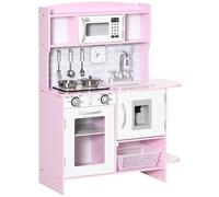 Cucina Giocattolo per Bambini 3-6 Anni con Fornelli e Microonde Rosa DecHome