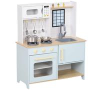 Cucina Giocattolo per Bambini con Fornelli e Armadietti 72x33x85,2 cm in Legno e PP Blu e Bianco