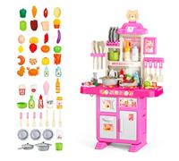 Cucina Giocattolo Per Bambini Con Luci E Suoni Realistici 69 Accessori Rubinetto Con Sistema Di Riciclo Dell'Acqua E Fornelli Per Bambini Dai 3-5 Anni Set Cucina Rosa e Bianco
