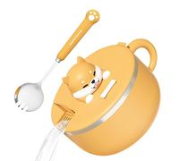 Cucina in acciaio inossidabile 304 Resistente al calore con coperchio e manico | Set da bowling per spaghetti istantanei da 1200 ml con forchetta e cucchiaio