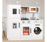 Cucina in legno per bambini Fai finta di giocare Set da cucina Giocattoli da cucina con effetti luminosi e sonori simulati, cibo, pentole per bambini