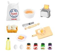 Cucina in Miniatura per Casa Delle Bambole, 22 Pezzi Mini Oggetti in Miniatura Cucina Accessori Cucina in Miniatura Set con Toaster Marmellata Farina, 1:12 Miniature Mobili per Casa Delle Bambole