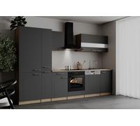 Cucina Incasso Respekta Merle Eiche Sägerau Grigio 310 cm con Frigo