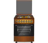 CUCINA LAREL 60X60 4 FUOCHI ACC. ELET FORNO ELETTRICO VENTILATO MARRONE GRIGLIE GHISA