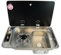 Cucina + Lavello 1 Bruciatore Can FL1323 530x340 Vasca Destra Gas Coperchio Camp