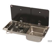 Cucina + Lavello 2 Fuochi Can FL1401 716x340 Vasca Destra Copertura Gas Camper