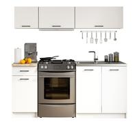 Cucina Lineare 180 Cm Moderna Pensili Bassi Bianco Opaco Emma V2