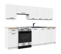 Cucina Lineare 240 Cm Moderna Componibile Bianco Opaco Emma V1