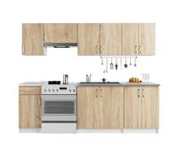Cucina Lineare 240 Cm Moderna Componibile Rovere Effetto Legno Tania