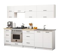 Cucina Lineare 240 Cm Moderna Pensili Doppi Bianco Opaco Emma V2