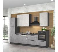 Cucina lineare moderna elettrodomestici inclusi Sinki 330 ossido e spatolato