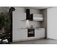 Cucina Lineare Respekta Eiche Sägerau Bianca Con Grande Frigorifero 280 Cm