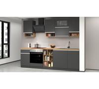 Cucina lineare SOLE 256 cm, composizione 2 Antracite opaco / Rovere Wotan