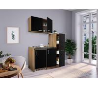 Cucina Mini Cucina Singola Dispensa Quercia Nero Levin 130 CM respekta [EEK: E]
