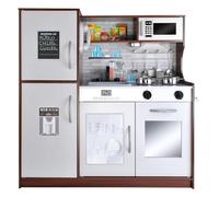 CUCINA PER BAMBINI IN LEGNO CON LED & Sound - GRANDE CUCINA GIOCHI CON ACCESSORI LAVELLO estraibile, elementi mobili - per ragazze e ragazzi dai 3 anni - Marca KRUZZEL