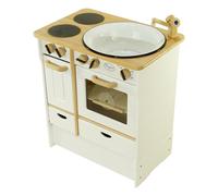 Cucina per bambini in scala di alta qualità in legno bianco e rialzo 932-2044-U