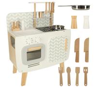 Cucina giocattolo legno per bambini da 3 a 6 anni - Cucinetta in legno con 9 accessori stile vintage - Gioco di cucina per Bambini in Legno con Forno, Lavello, Armadietto e Pulsanti