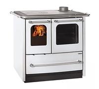 CUCINA STUFA A LEGNA NORDICA SOVRANA EASY EAVO 2.0 7,5 KW BIANCO IN ACCIAIO