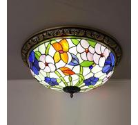 Cucina Tiffany Retro Plafoniera in Vetro Loft Soggiorno Volubilis Lampada da incasso a soffitto Rotonda E27 Illuminazione Vintage per Bar Caffè Corridoio Camera da letto Bagno Balcone (50CM,Vetro)