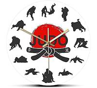 Cucina Wall Art Arti marziali giapponesi Judo Wall Clock Ragazzi Camera da letto Jiu-Jitsu Sport Combattimento Art Decor Silent Hanging Anti-Click Clock