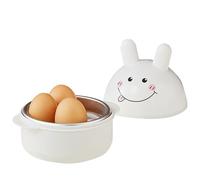 Cucinaio per uova - bollitore per conigli con vassoio vapore, bracconiere per uso microonde, compatto 4 uova, per colazione veloce, adorabile vaporizzatore per uova da cucina senza BPA