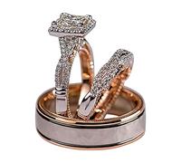 Cucinare Anelli per Gli Uomini Anelli di separazione dell'anello scintillante con zirconi color rosa in oro a tre pezzi Anelli Di Gelatina Al Lampone (Rose Gold, 8)