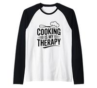 Cucinare è la mia Terapia Divertente Chef Life Citazione Maglia con Maniche Raglan