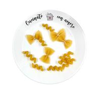 "Cucinato con Amore" Piatto Bianco in Vetro Temperato 25cm Personalizzato Idea Regalo Simpatica Divertente Natale Compleanno Famigla Festa della Mamma Nonni Papà Cuoca Chef