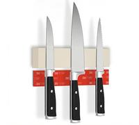 CUCINO Barra magnetica per coltelli autoadesiva - Vincitore del confronto con magnete extra forte - Montaggio semplice con nastro 3M senza forare, gomma beige 25 cm