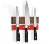CUCINO Barra magnetica per coltelli autoadesiva - Vincitore del confronto con magnete extra forte - Montaggio semplice con nastro 3M senza forare, noce 25 cm