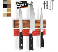 CUCINO Barra magnetica per coltelli autoadesiva - Vincitore del confronto con magnete extra forte - Montaggio semplice con nastro 3M senza forare, acacia 25 cm