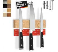 CUCINO Barra magnetica per coltelli autoadesiva - Vincitore del confronto con magnete extra forte - Montaggio semplice con nastro 3M senza forare, rovere 25 cm