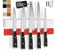 CUCINO Barra magnetica per coltelli autoadesiva - Vincitore del confronto con magnete extra forte - Montaggio semplice con nastro 3M senza forare, gomma bianca 40 cm