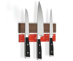 CUCINO Barra magnetica per coltelli autoadesiva - Vincitore del confronto con magnete extra forte - Montaggio semplice con nastro 3M senza forare, noce 25 cm