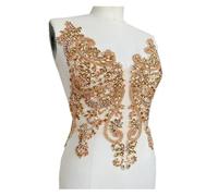 Cucire Applique In Pizzo Applique di strass dorati fatti a mano, con pietre e perline, for abito.(Champagne)