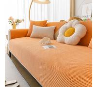 cucito il divano, Copridivano in velluto a coste lavabile a forma di L, copridivano in velluto a coste indossabile for divani componibili universali(Orange,90 * 210cm)