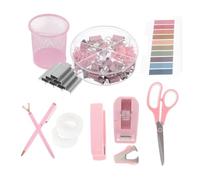 Cucitrice da Ufficio Rosa Distributore Nastro e Levapunti | Set per Postazione e Sale Riunioni, Plastica e Ferro, Stile Moderno Elegante, Regalo per Amiche