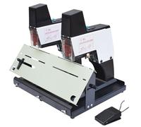 Cucitrice elettrica automatica da tavolo con pedale per rilegatura di libri da ufficio e scuola, resistente, doppio uso, piatto e raccoglitore a sella
