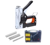 Cucitrice Spillatrice Professionale 3-in-1, Pinzatrice Manuale - Pistola Sparachiodi per Legno, Mobili e Tessuti - Include Graffe Chiodi e Valigetta