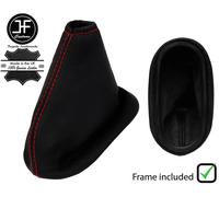 Cuciture Rosse Pelle Ghetta Del Freno a Mano + Cornice Per Ford Fiesta MK4 MK5