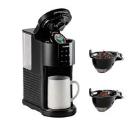 CUCKOO K-Cup - Caffettiera monoporzione e tè a foglie sciolte, 3 in 1, 5 dimensioni, modalità di pulizia automatica, nero, 0,9 litri
