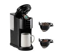 CUCKOO K-Cup - Caffettiera monoporzione e tè a foglie sciolte, 3 in 1, 5 dimensioni, modalità di pulizia automatica, nero, 0,9 litri