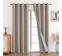 CUCRAF 100% Tenda termica oscurante, 2 pezzi, L140 x H245, Tenda termica in lino, anti freddo e calore, con occhielli, isolamento, luce UV e lino